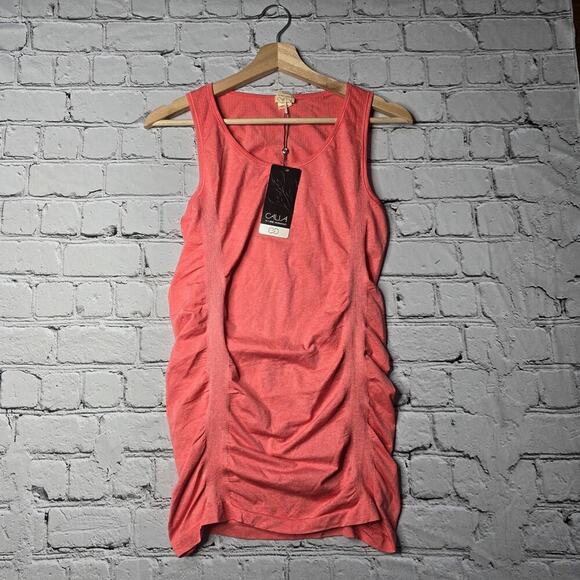 Calia Seamless Tank Ruched Detail Calypso Coral Tunic Top New Size Medium - Picture 1 of 10